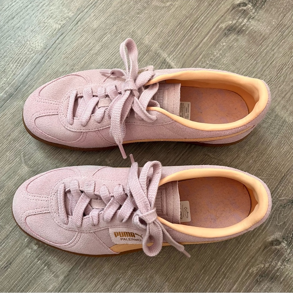 Puma Palermo Suede Sneakers Shoes 9 Lavender Purple Peach - Picture 3 of 8